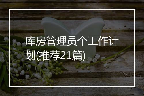 库房管理员个工作计划(推荐21篇)