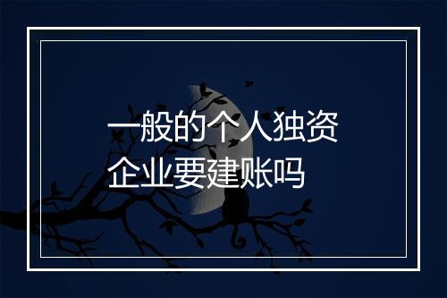 一般的个人独资企业要建账吗