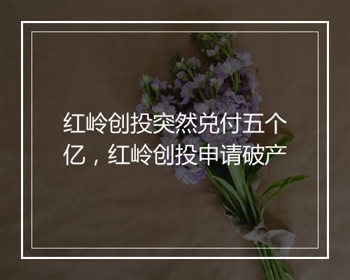 红岭创投突然兑付五个亿，红岭创投申请破产