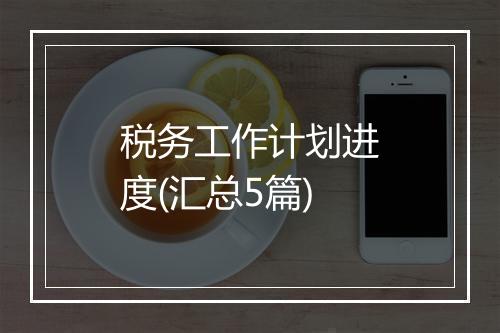 税务工作计划进度(汇总5篇)