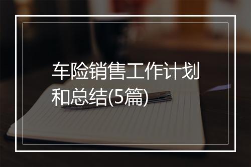 车险销售工作计划和总结(5篇)