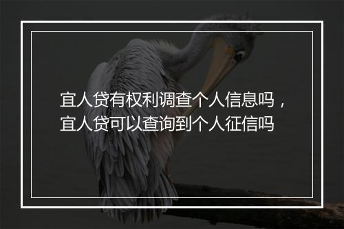 宜人贷有权利调查个人信息吗，宜人贷可以查询到个人征信吗