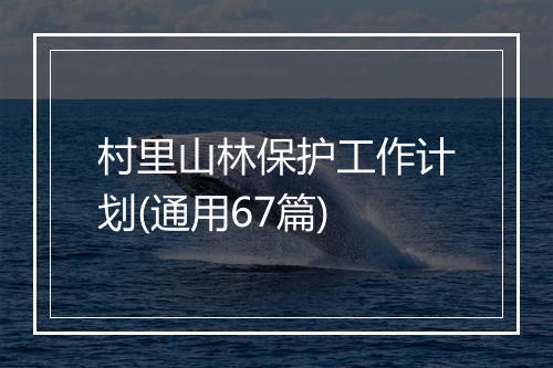 村里山林保护工作计划(通用67篇)