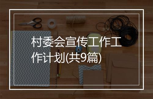 村委会宣传工作工作计划(共9篇)