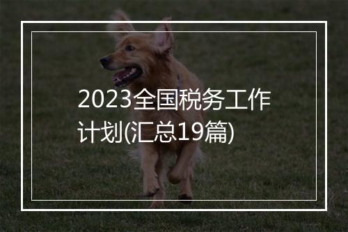 2023全国税务工作计划(汇总19篇)