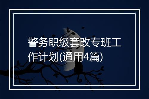 警务职级套改专班工作计划(通用4篇)