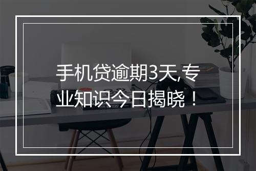 手机贷逾期3天,专业知识今日揭晓！