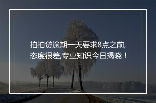 拍拍贷逾期一天要求8点之前,态度很差,专业知识今日揭晓！