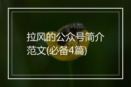拉风的公众号简介范文(必备4篇)