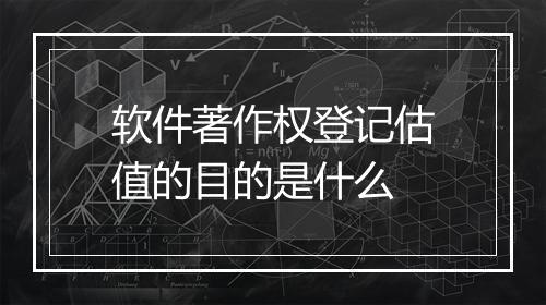 软件著作权登记估值的目的是什么