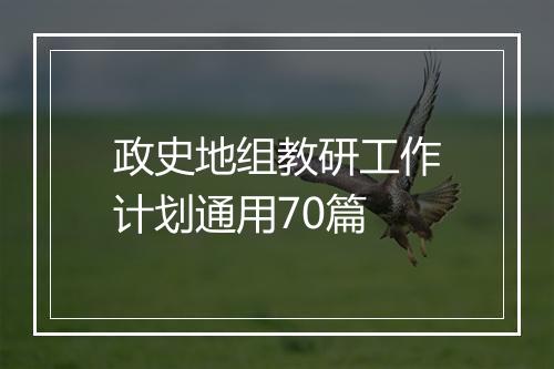 政史地组教研工作计划通用70篇