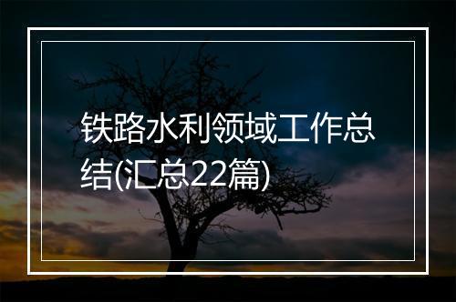 铁路水利领域工作总结(汇总22篇)