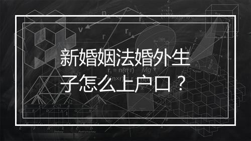 新婚姻法婚外生子怎么上户口？