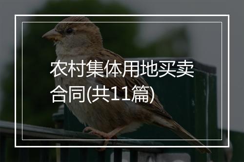 农村集体用地买卖合同(共11篇)