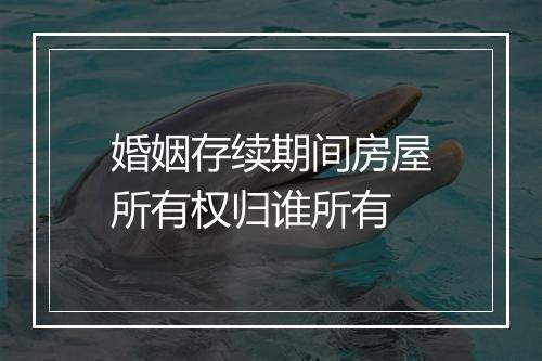 婚姻存续期间房屋所有权归谁所有