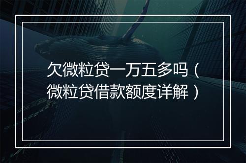 欠微粒贷一万五多吗（微粒贷借款额度详解）