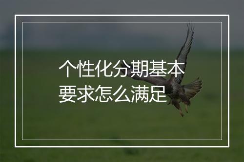 个性化分期基本要求怎么满足