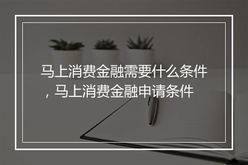 马上消费金融需要什么条件，马上消费金融申请条件