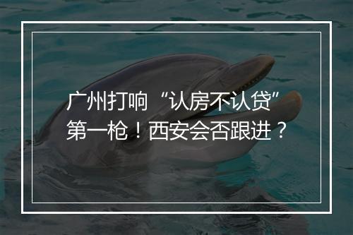 广州打响“认房不认贷”第一枪！西安会否跟进？