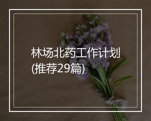 林场北药工作计划(推荐29篇)