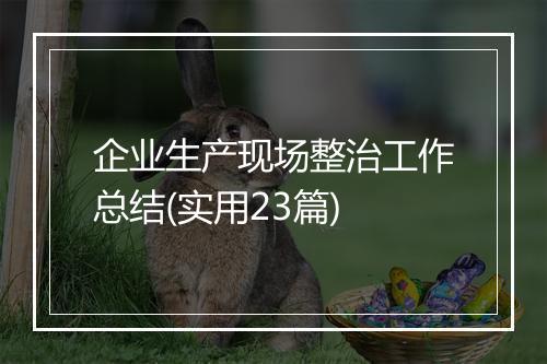 企业生产现场整治工作总结(实用23篇)