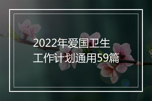 2022年爱国卫生工作计划通用59篇