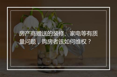 房产商赠送的装修、家电等有质量问题，购房者该如何维权？
