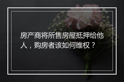 房产商将所售房屋抵押给他人，购房者该如何维权？