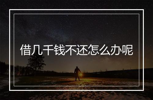 借几千钱不还怎么办呢