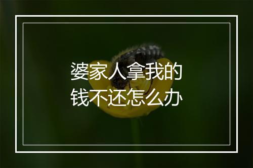 婆家人拿我的钱不还怎么办