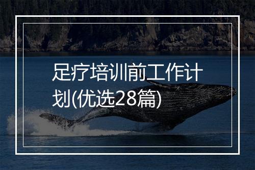 足疗培训前工作计划(优选28篇)
