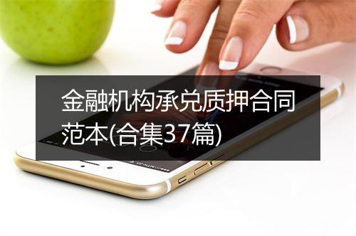 金融机构承兑质押合同范本(合集37篇)