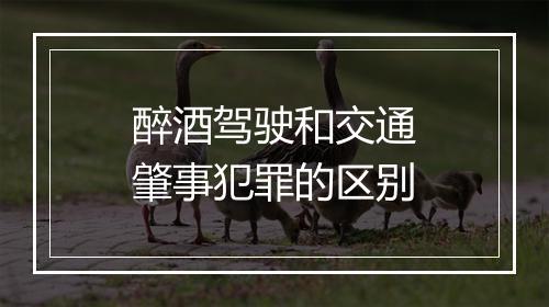 醉酒驾驶和交通肇事犯罪的区别