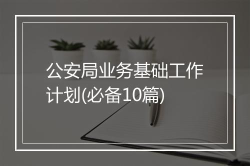 公安局业务基础工作计划(必备10篇)