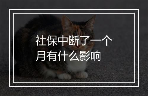 社保中断了一个月有什么影响