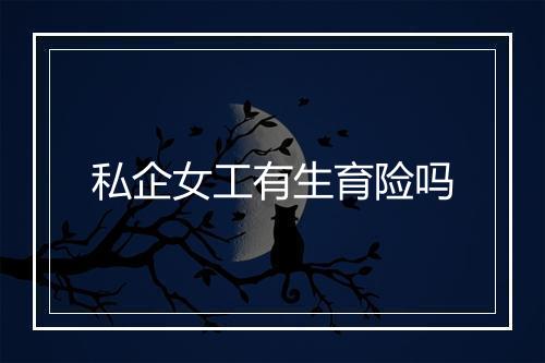 私企女工有生育险吗