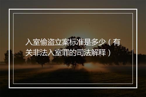 入室偷盗立案标准是多少（有关非法入室罪的司法解释）