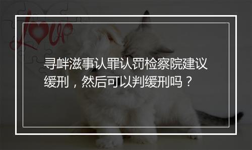 寻衅滋事认罪认罚检察院建议缓刑，然后可以判缓刑吗？