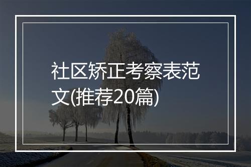 社区矫正考察表范文(推荐20篇)