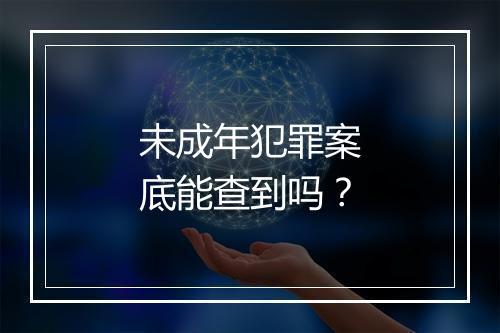 未成年犯罪案底能查到吗？