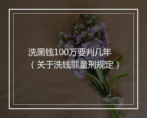 洗黑钱100万要判几年（关于洗钱罪量刑规定）