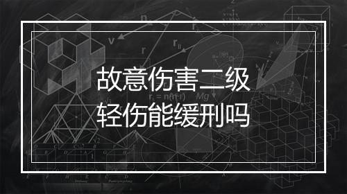 故意伤害二级轻伤能缓刑吗
