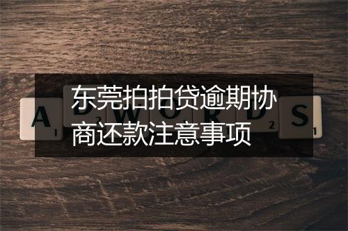 东莞拍拍贷逾期协商还款注意事项