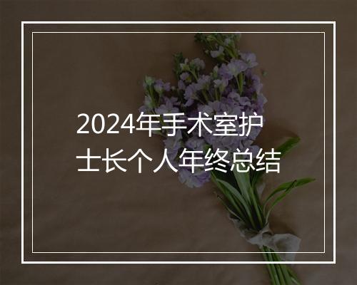 2024年手术室护士长个人年终总结