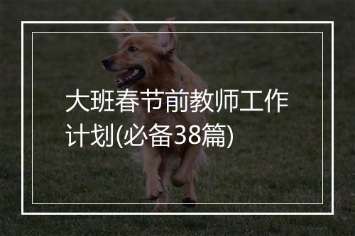大班春节前教师工作计划(必备38篇)