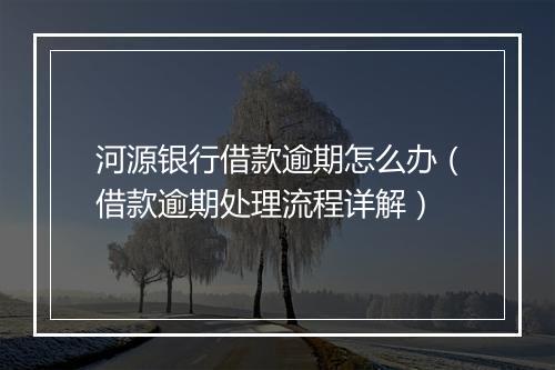 河源银行借款逾期怎么办（借款逾期处理流程详解）