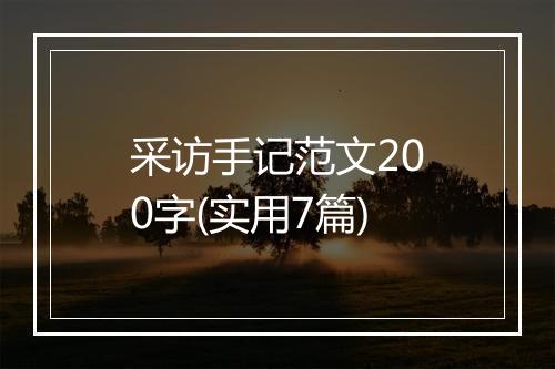 采访手记范文200字(实用7篇)