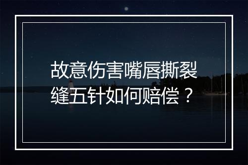 故意伤害嘴唇撕裂缝五针如何赔偿？
