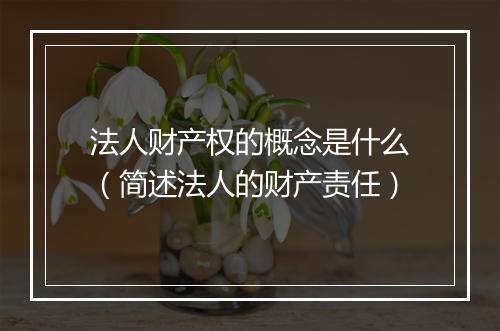 法人财产权的概念是什么（简述法人的财产责任）