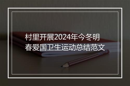 村里开展2024年今冬明春爱国卫生运动总结范文